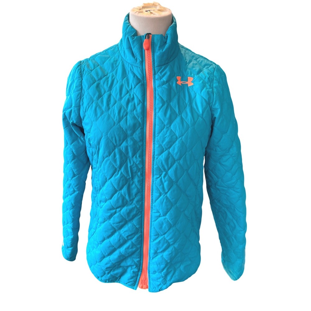 Under‎ Armour ColdGear Infrared Primaloft Quilted Jacket Youth Large Teal Orange